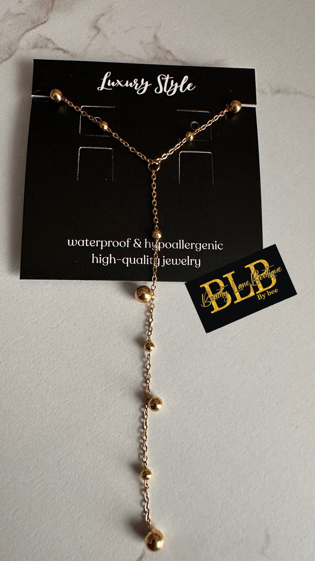 BLB 18k Gold Plated Steel Necklace with Elegant Beaded Design