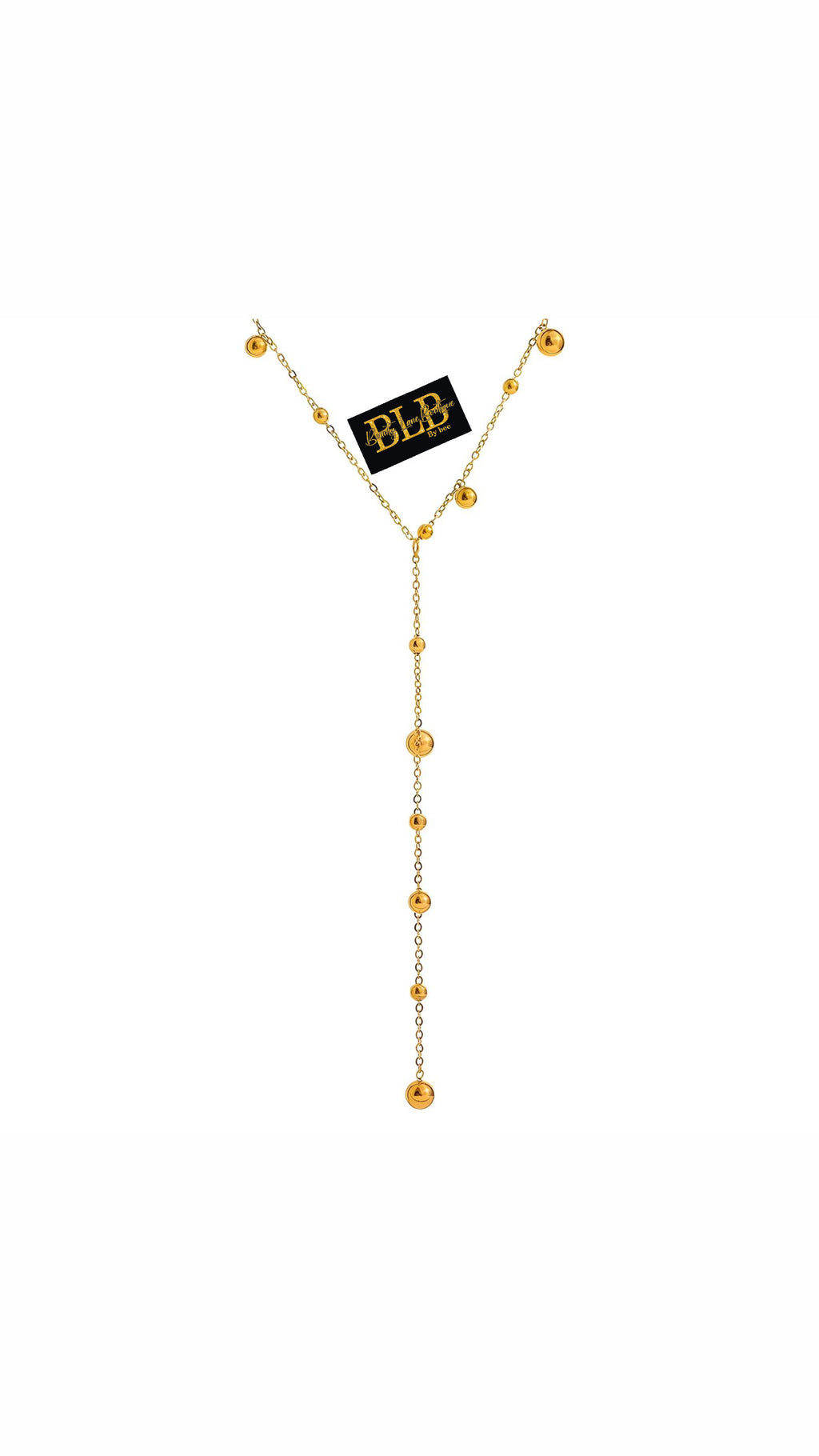 BLB 18k Gold Plated Steel Necklace with Elegant Beaded Design