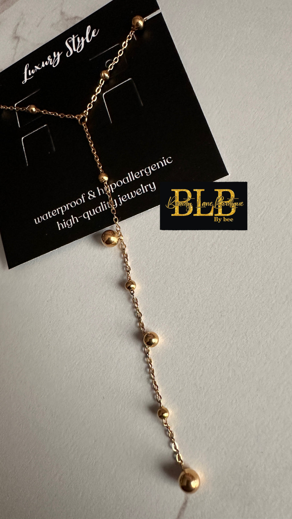 BLB 18k Gold Plated Steel Necklace with Elegant Beaded Design