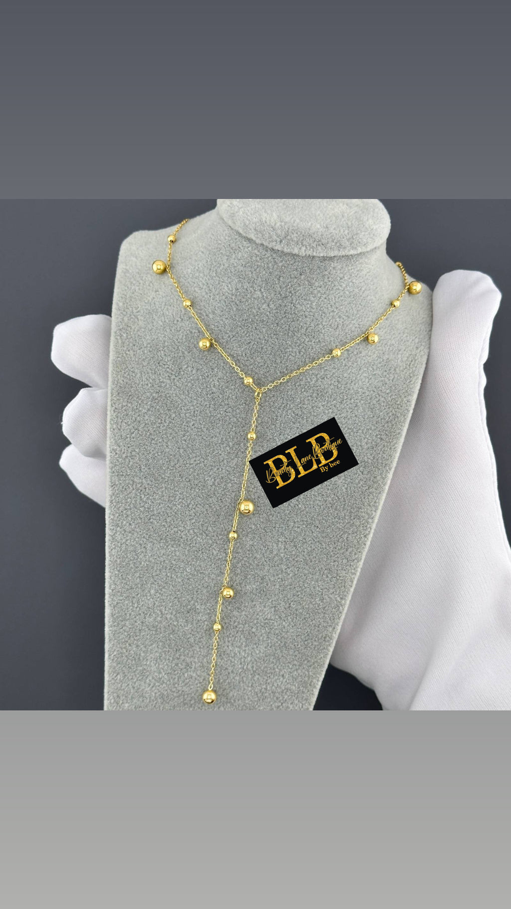 BLB 18k Gold Plated Steel Necklace with Elegant Beaded Design